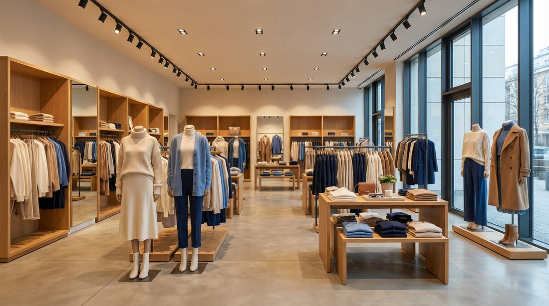 Profesjonalny visual merchandising w butiku z odzieżą markową z przemyślaną ekspozycją produktów