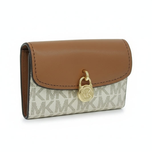 Michael Kors Logo Print Trifold Wallet Brown (35S5G1YE0B-VANILLA) Women