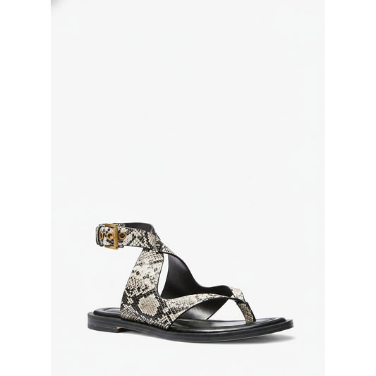 Michael Kors Irene Snake Print Flat Sandal Natural, Women