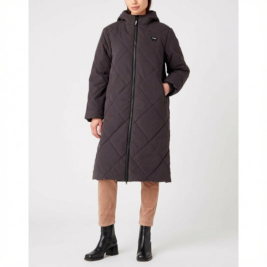 Wrangler Diamond Quilted Long Coat Faded Black, Women