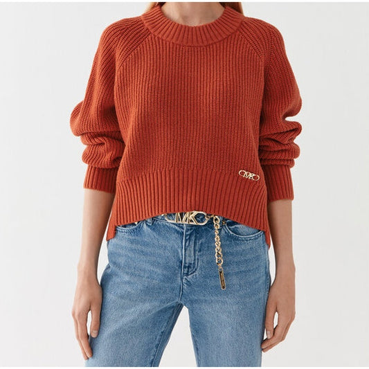 Michael Kors Ribbed Mock Neck Sweater Red, Women