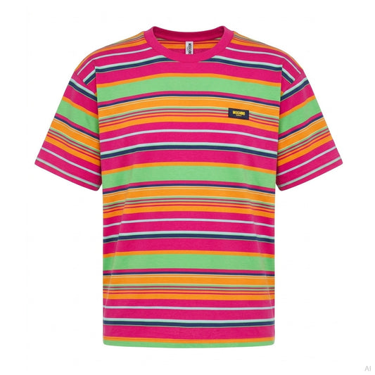 Moschino Multicolor Striped Crew Neck T-Shirt (A07109423-1888), Men