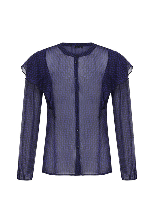 Mexx Blouse Graphic printed with volant at shoulders Women