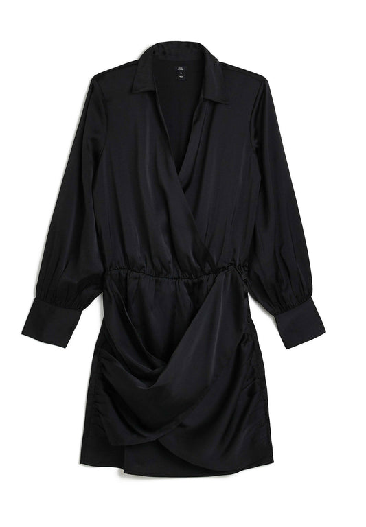 River Island satin wrap mini dress Black (RI921C17L-Q11) Women