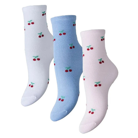 Pieces Faja Cherry Socks (3-pack) (17159174-BRIGHTWHITE) Women