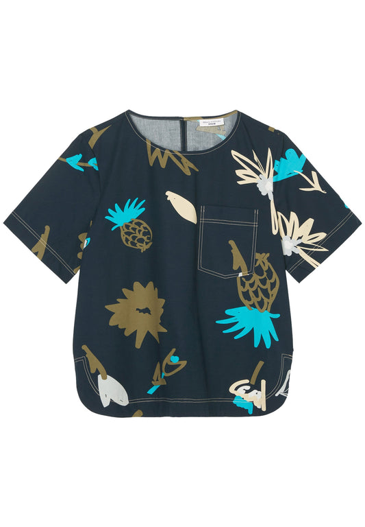 Marc O'Polo DENIM Kurzarm-Bluse regular aus reiner Bio-Baumwolle Women