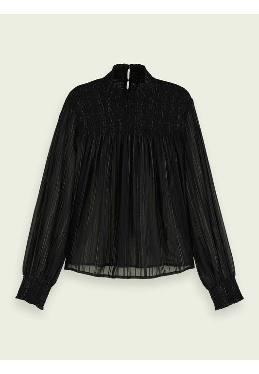 Scotch & Soda Long sleeve metallic detail top Black (SC321E0BX-Q11) Women