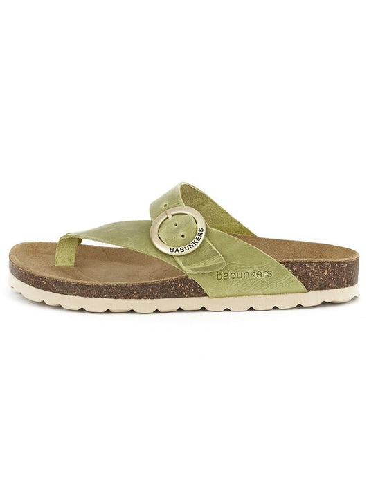 BABUNKERS Family Leather Flip Flops Green Unisex
