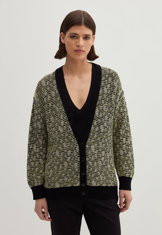 Stefanel Jacquard cardigan with V neck Green (S5721I0DL-M11) Women
