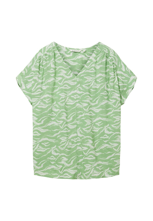 TOM TAILOR Gemusterte Kurzarm-Bluse (TO221E15T-M11) Women