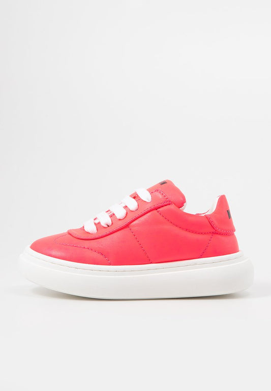 Msgm PUFFY EFFECT LEATHER LACE-UP LOW SNEAKERS pink (ZZO2JFW19-J00) Kids