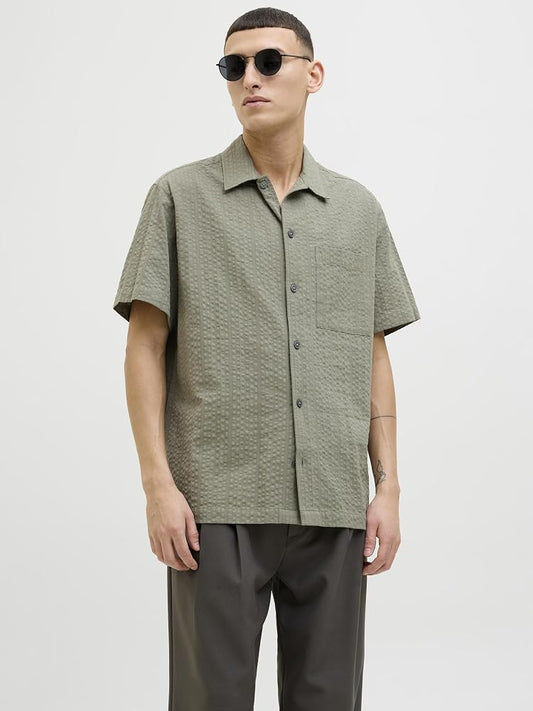 Jack & Jones Premium JPRCCEASTON SEERSUCKER S/S SHIRT LN Silver Lining (12274745-Silver Lining) Men