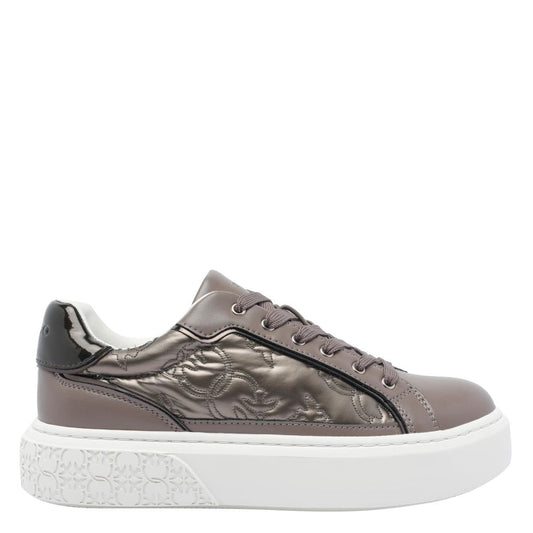 YOKO 21 - SNEAKER CALF LEATHER/MONOGRAM NYLON TABACCO Women