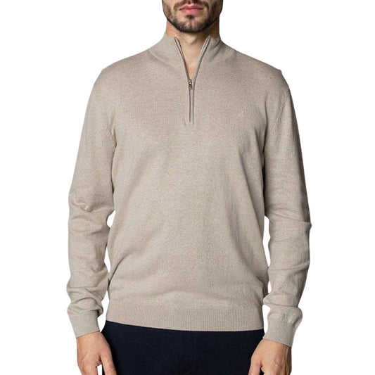 Clean Cut Copenhagen Claude Half Zip Knit Sweater (CC3390-ECRUMELANGE) Men