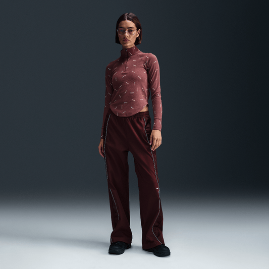Nike Sportswear Collection Women's Slim 1/2-Zip Long-Sleeve Logo Top Red Sepia/Light Orewood Brown/Red Sepia (FV7821-218) Women
