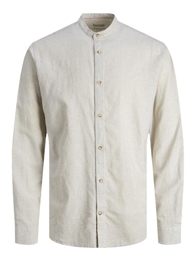 Jack & Jones Essentials JJESUMMER BAND LINEN BLEND SHIRT LS SN Crockery (12248385-Crockery) Men
