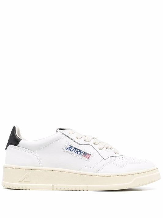 Autry Medalist Leather Low White Black Tab  Women