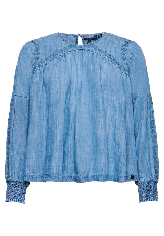 Superdry & Co Long Sleeve Bohemian Top Blue (SU221E0D9-K11) Women