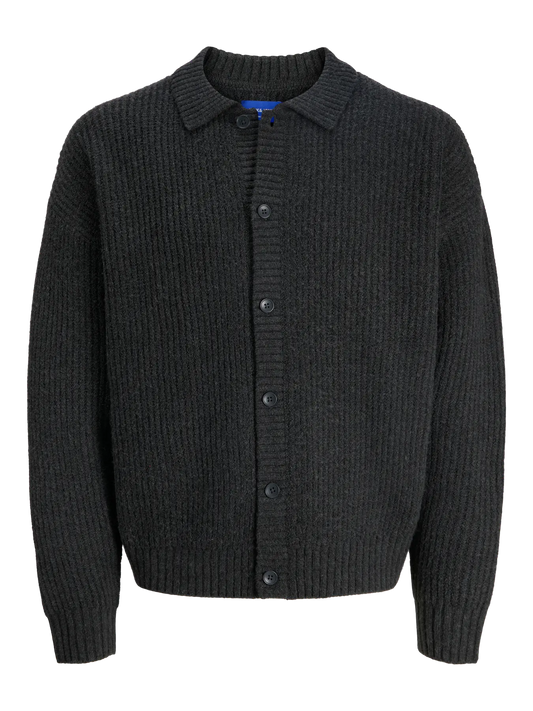 York Knit Cardigan Polo Stydaw25 Dark Grey Melange (12288327) Men