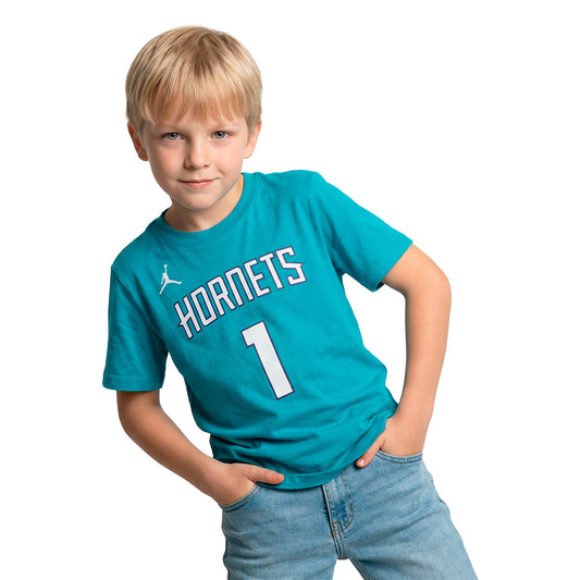 Jordan Jersey Charlotte Hornets Essential Icon Edition Lamelo Ball Rapid Teal (JR-EY2B7BCMW-HOR01) Kids