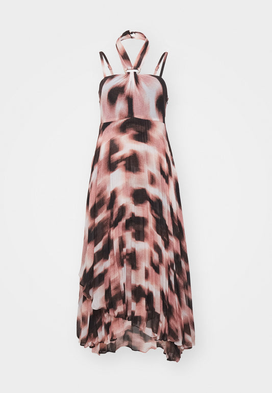 S/L PRNT CHFFN PLTD HLTR DRESS Women