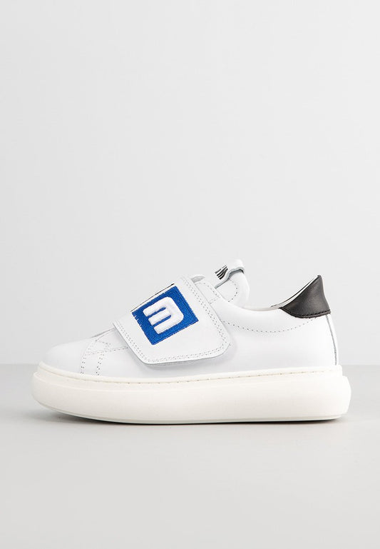 BLOCK COLOR EMBROIDERED LOGO LEATHER LOW TOP SNEAKERS STRA Kids Unisex