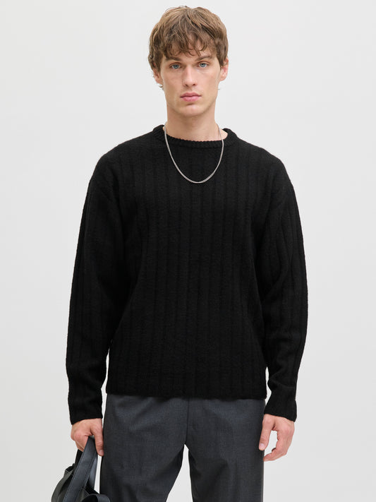 Jack & Jones Essentials JJEBRADLEY CARTER KNIT CREW NECK Black (12278903-Black) Men