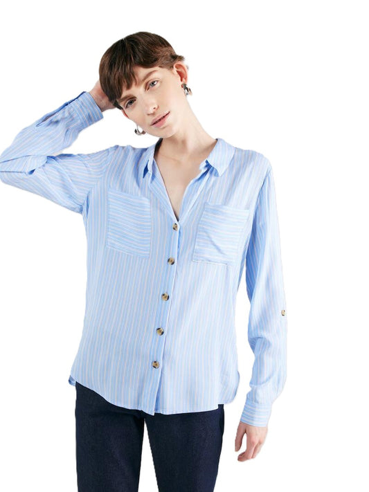 ONLY Shirt Women's Sleeve ONLYASMIN SHIRT L/S WVN NOOS SERENITY/SILVA (9895) Women