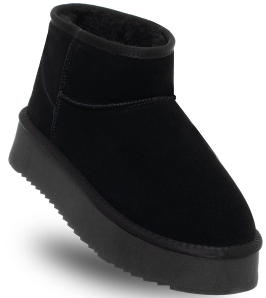 SOLO SOPRANI COUTURE Leather Ankle Boots Women's HUGH PLATFORM BLACK (6120) Women